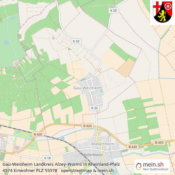Gau-Weinheim Landkreis Alzey-Worms Lageplan © Openstreetmap Contributors Gau-Weinheim Dorf Lageplan